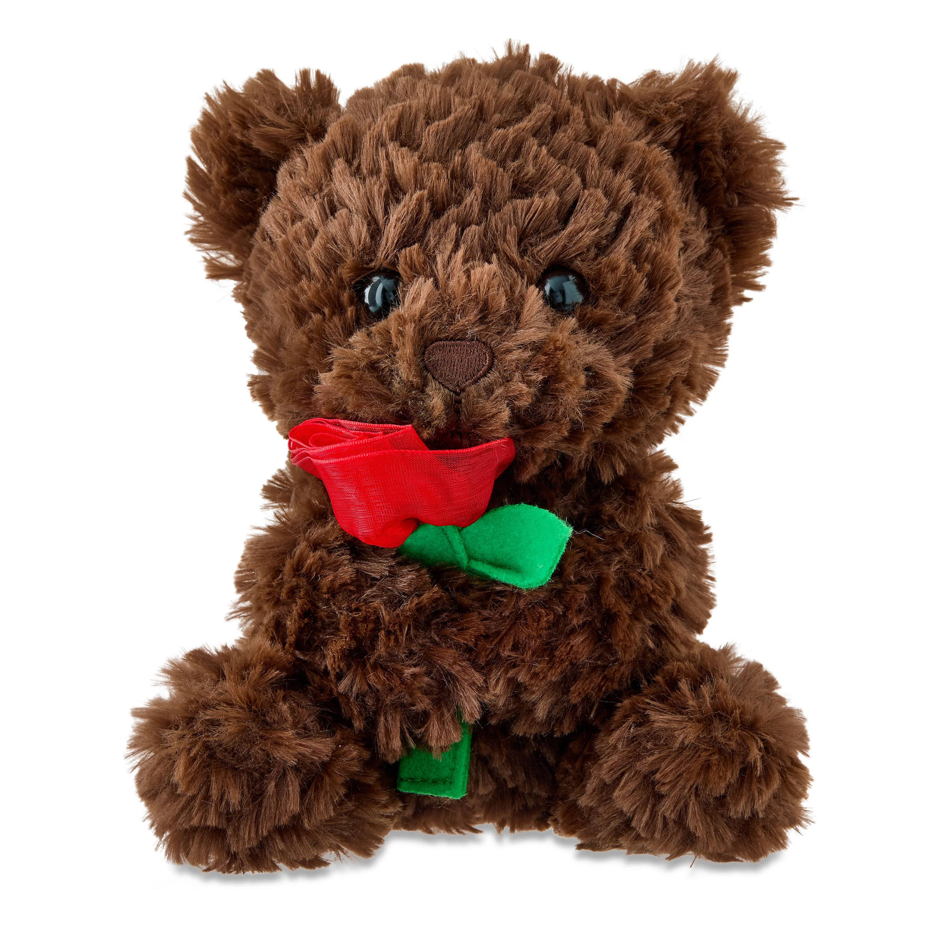 Small Bear with Rose Plush, Chocolate, 8", Valentine's Day by Way To Celebrate | Walmart (US)