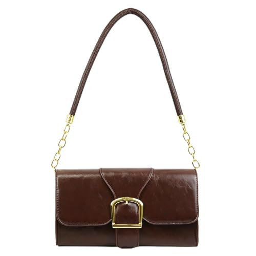 Shoulder Bag for Women, Faux Leather Women's Shoulder Handbags, Fashionable Tote Purses for Women with Removable Strap and Zipper Closure (Dark Brown) | Amazon (US)