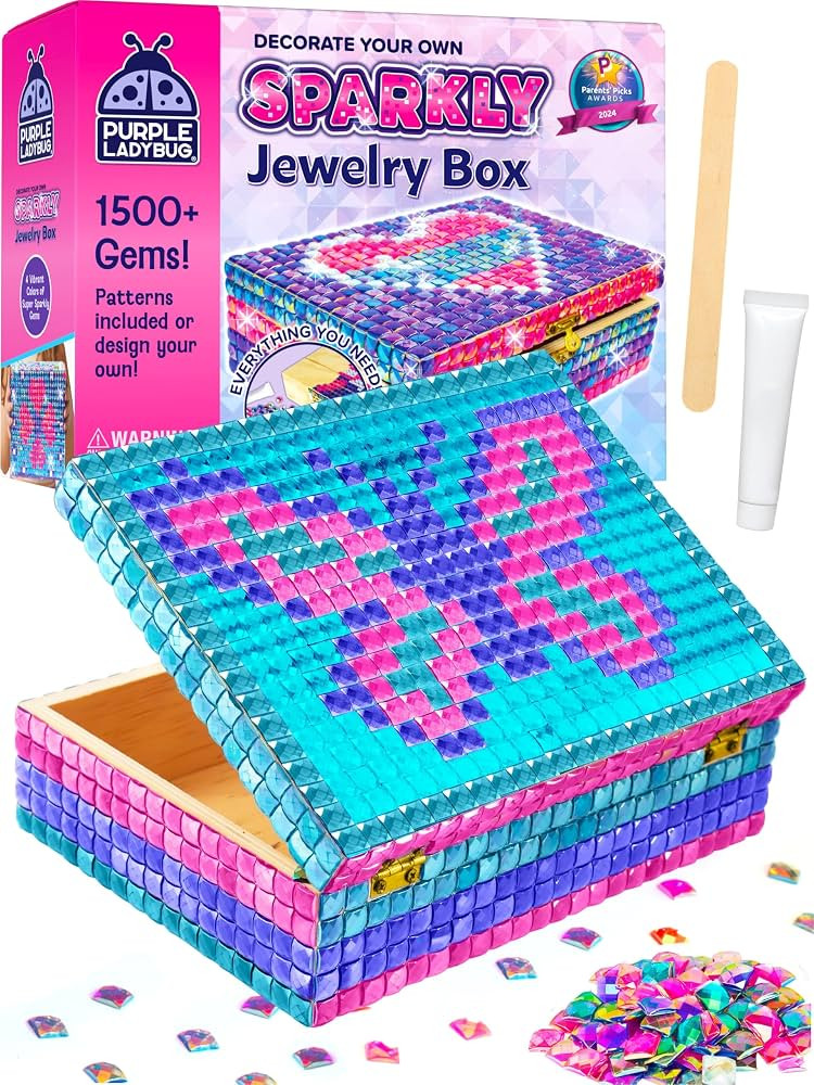 Jewelry Box Craft Kit for Girls Ages 8-12 - DIY Gem Mosaic Arts and Crafts | Amazon (US)