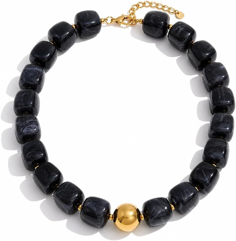 Mchic Colorful Chunky Beaded Necklace for Women, Acrylic Statement Choker | Amazon (US)