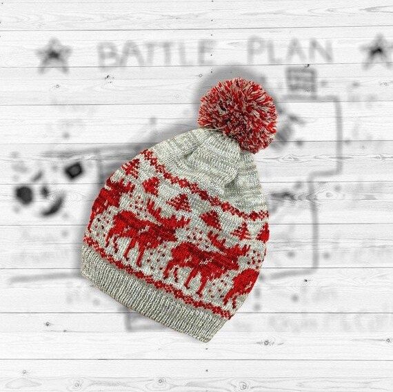 Similar to Home Alone Hat, Machine knitted beanie UNISEX HAT with Moose Perfect Christmas gift | Etsy (US)