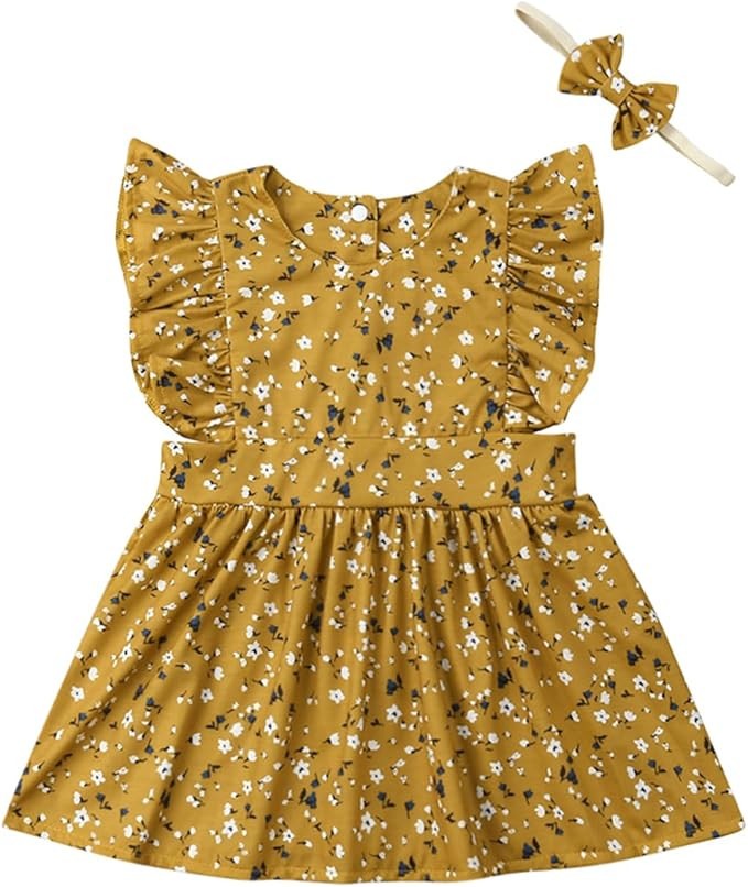 VISGOGO Kids Baby Girls Sister Matching Clothes Floral Romper Dress Headband Outfits Set | Amazon (US)