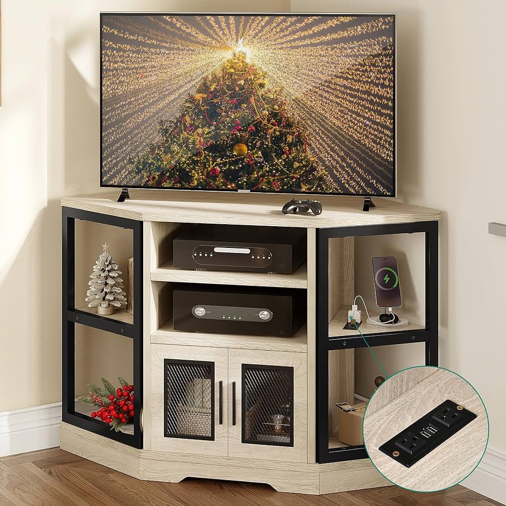YITAHOME Corner TV Stand for TVs up to 55/50 Inch with Power Outlet, Modern Farmhouse Entertainme... | Amazon (US)