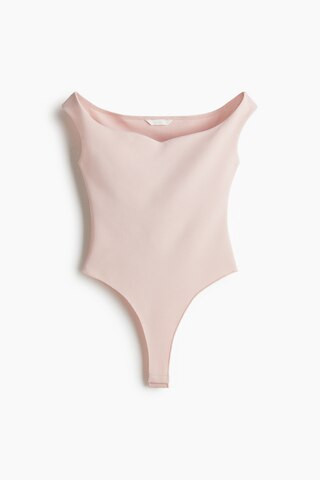 H & M - Off-the-Shoulder Thong Bodysuit - Light Pink | H&M (US + CA)