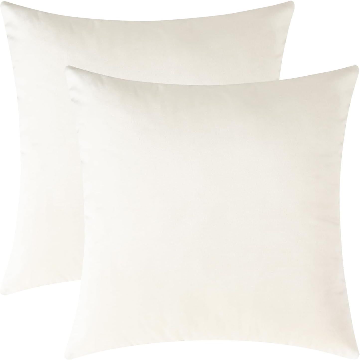 Mixhug Set of 2 Cozy Velvet Square Decorative Throw Pillow Covers for Couch and Bed, Cream, 18 x ... | Amazon (US)