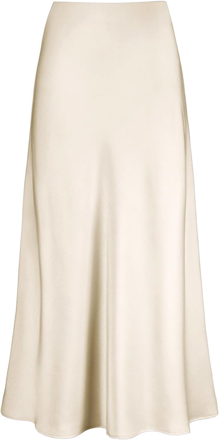 Women's Satin High Waisted Maxi Skirts A Line Silk Long Skirt | Amazon (US)