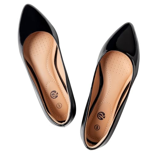 Rekayla Black Flats for Women Classic Pointed Toe Women's Flats Casual Comfortable Slip On Ballet Flats Shoes Versatile Walking Work Dress Shoes for Women Size 9.5 | Amazon (US)