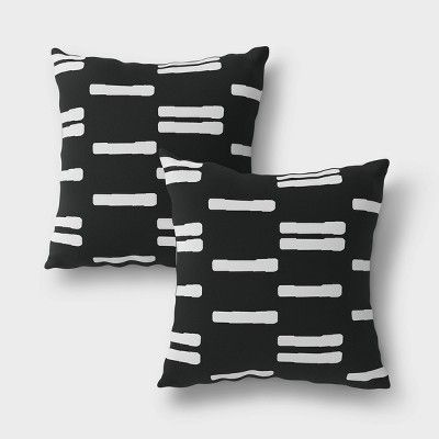 2pk Stripe Outdoor Throw Pillows DuraSeason Fabric™ Black/White - Project 62™ | Target