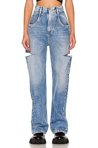 Maison Margiela 5 Pocket Side Slit Jean in Blue | FWRD 