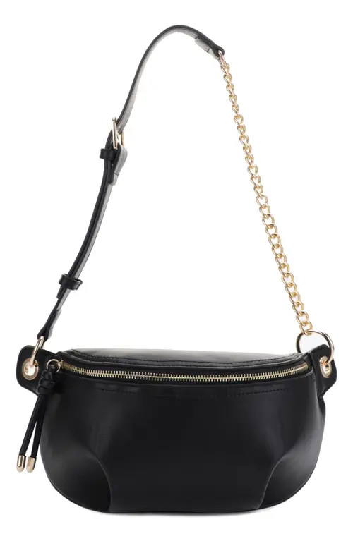 Mali + Lili Evelyn Vegan Leather Belt Bag in Black at Nordstrom | Nordstrom