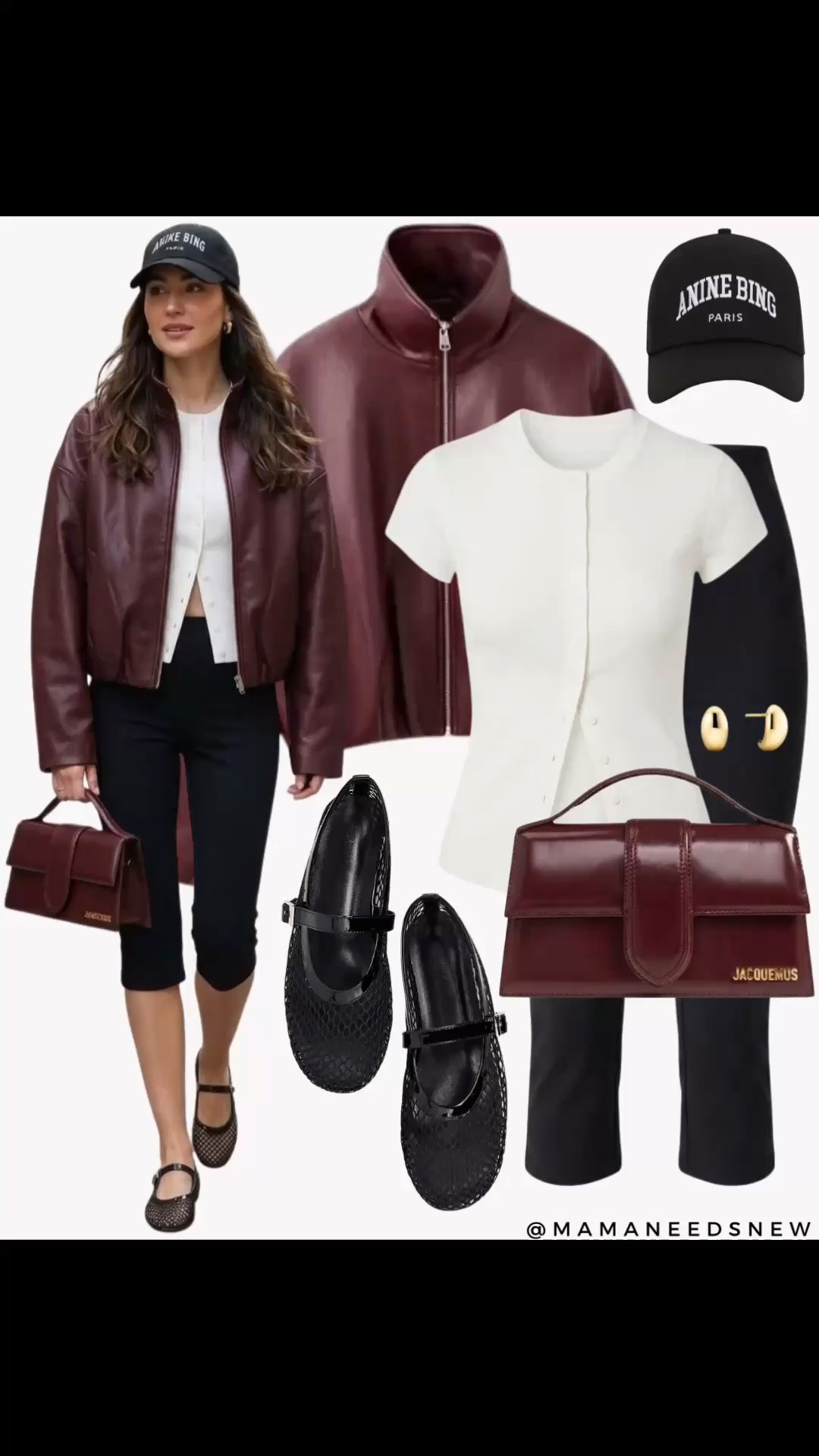 An early fall outfit with a leather jacket, button down top, capri pants, mesh Maryjane flats, top handle bag

#LTKootd #LTKSeasonal #LTKSaleAlert