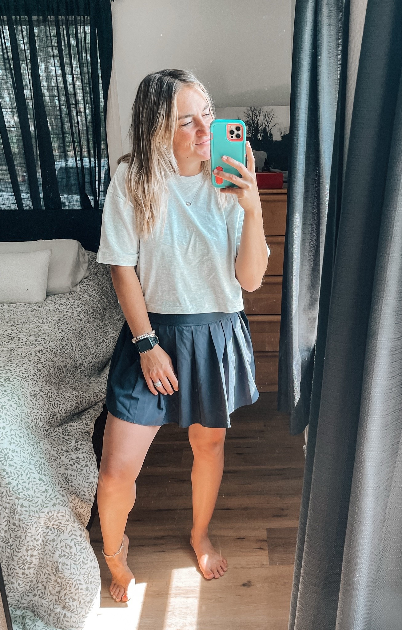 Mom outfit 
Casual outfit 
Errand outfit 
Simple outfit 
Skort outfit 
Athletic skirt outfit

#LTKootd #LTKmomlife