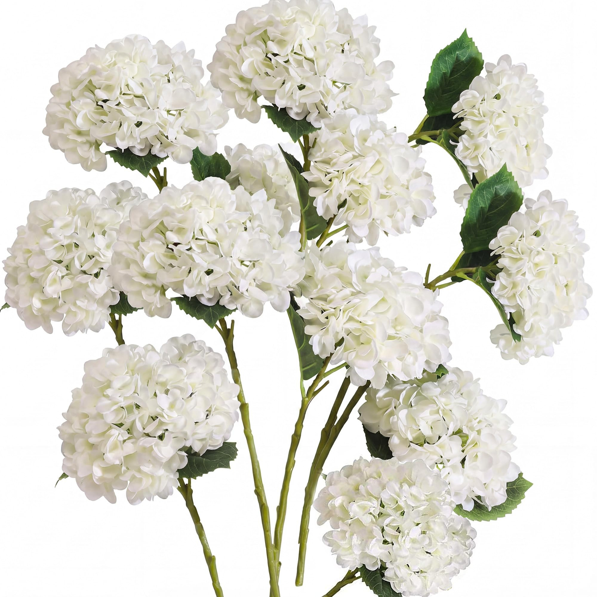 PARTY JOY 12PCS 15.4In Artificial Hydrangea Silk Flowers Bouquet Faux Hydrangea Stems for Wedding Centerpieces Home Decor (White,12pcs) | Amazon (US)