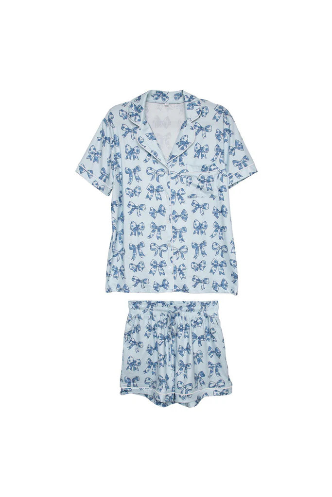 Light Blue Toile Coquette Bows Lounge PJ Set | Katydid.com