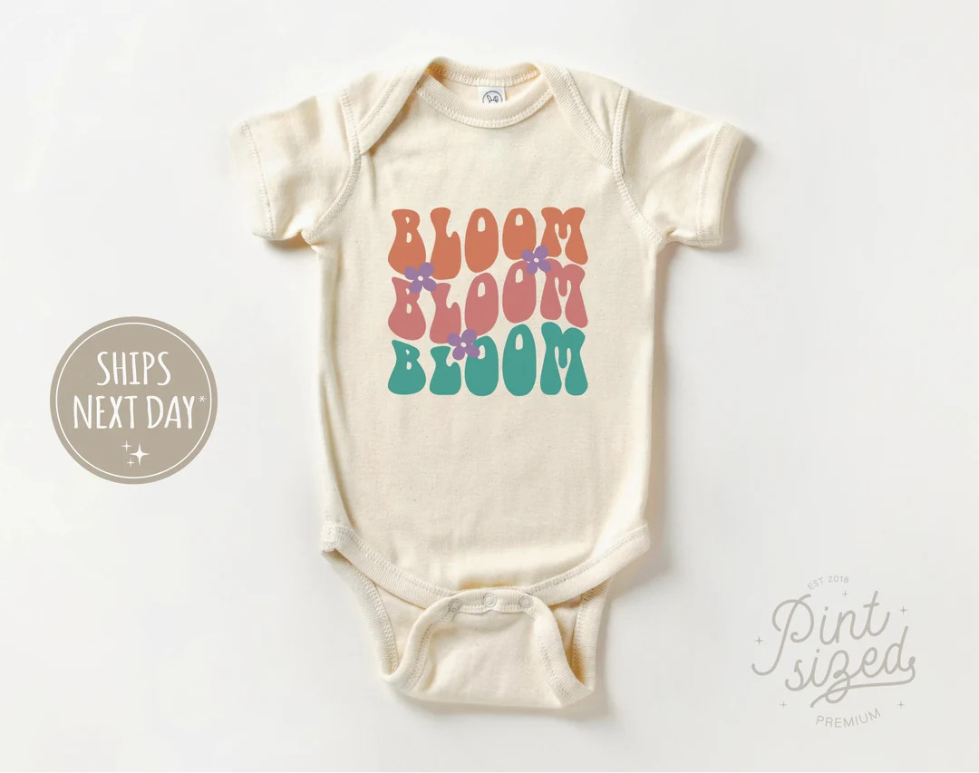 Bloom Bloom Bloom Onesie® - Cute Springtime Bodysuit - Retro Natural Baby Onesie® | Etsy (US)