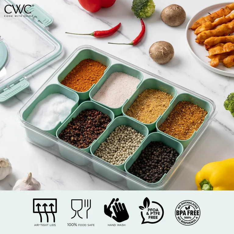 COOK WITH COLOR Snackle Box Container - 8 Compartment Divided Serving Tray with Lid, Portable Sna... | Walmart (US)