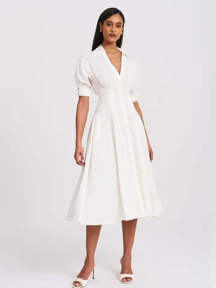 Miss Circle Palina Lyocell Pleated Midi Preppy Shirt Dress | Nordstrom | Nordstrom