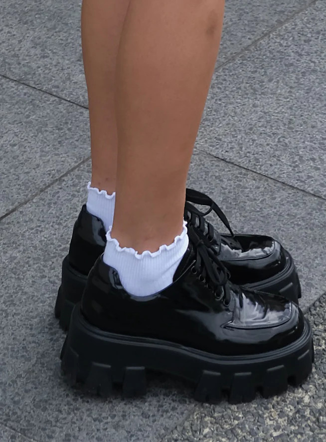 Ribbed Ruffle Socks White | Princess Polly US