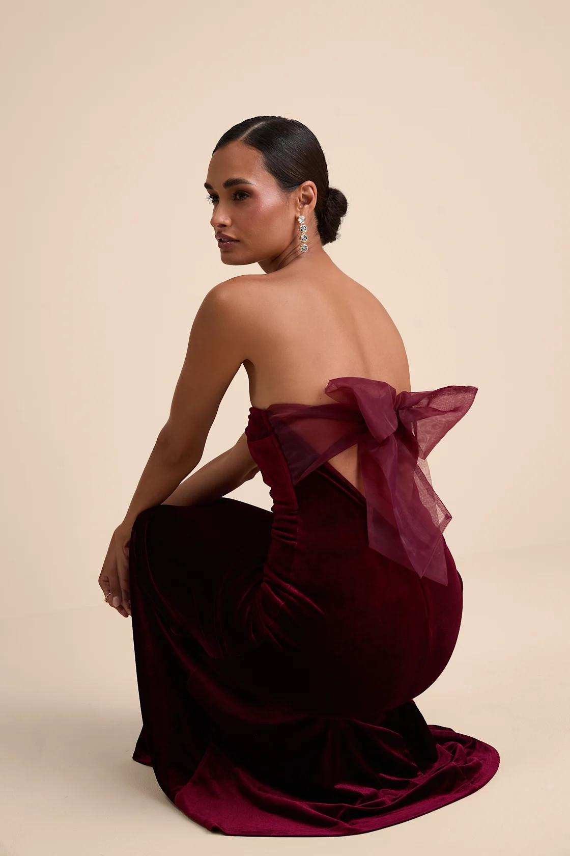 Mesmerizing Elegance Red Velvet Strapless Backless Maxi Dress | Lulus