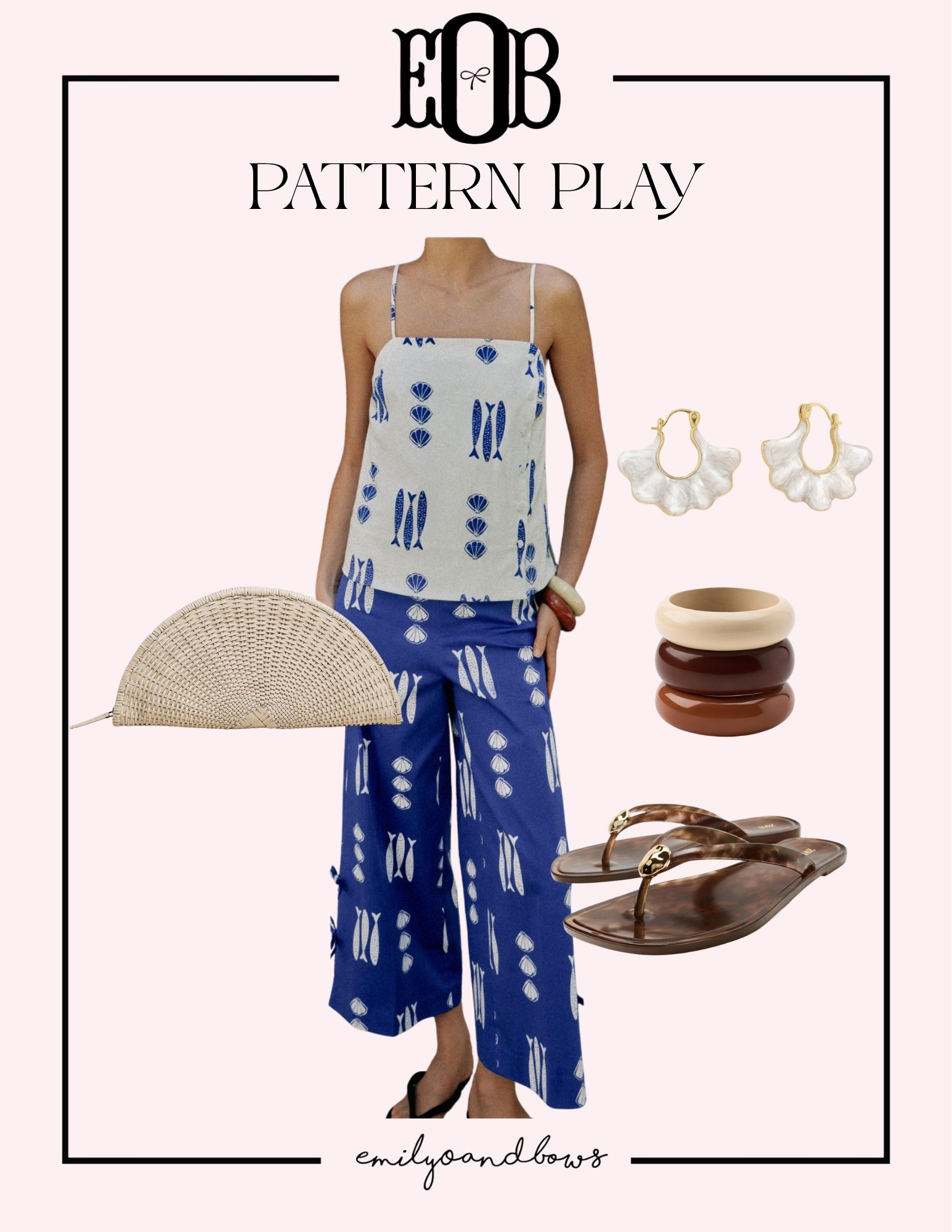 Pattern play! This fun set would be great for a tropical vacation this summer or a Euro summer! 