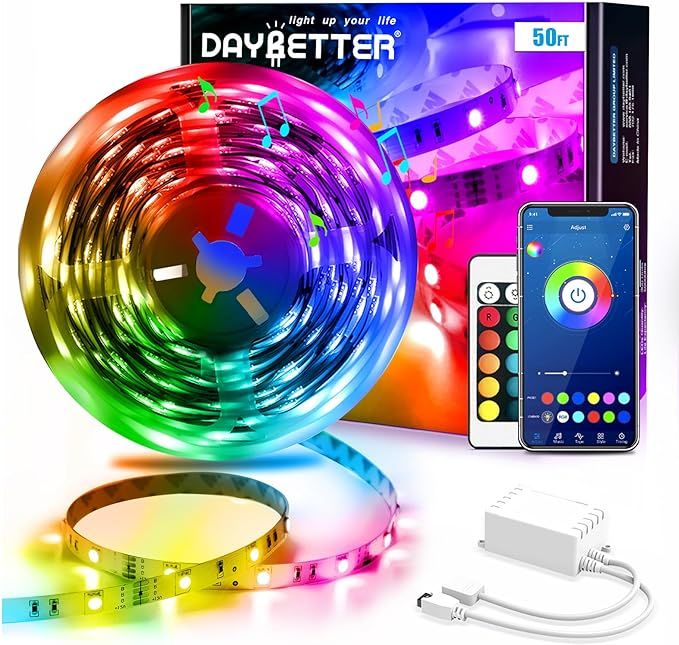 DAYBETTER Led Strip Lights Smart with App Control Remote, 5050 RGB for Bedroom, Music Sync Color ... | Amazon (US)