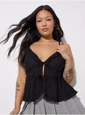 LoveSick Tie Front Tiered Flyaway Cami | Torrid (US & Canada)
