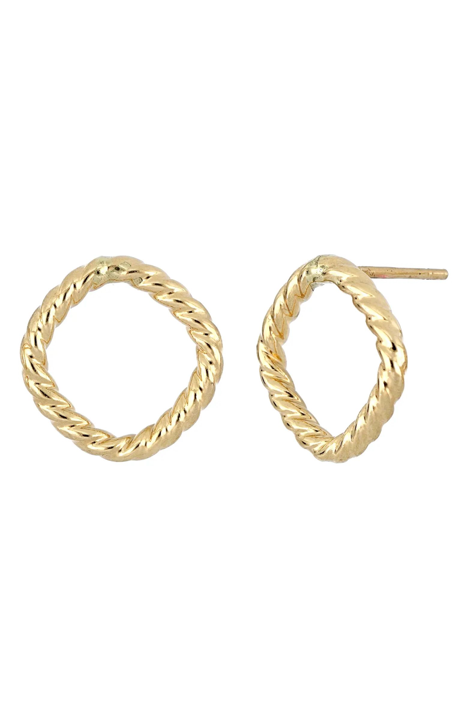 14K Gold Textured Open Shape Stud Earrings | Nordstrom