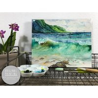 Original Hawaii Watercolor Painting - Titled, ""Green Waves"", Art | Etsy (US)
