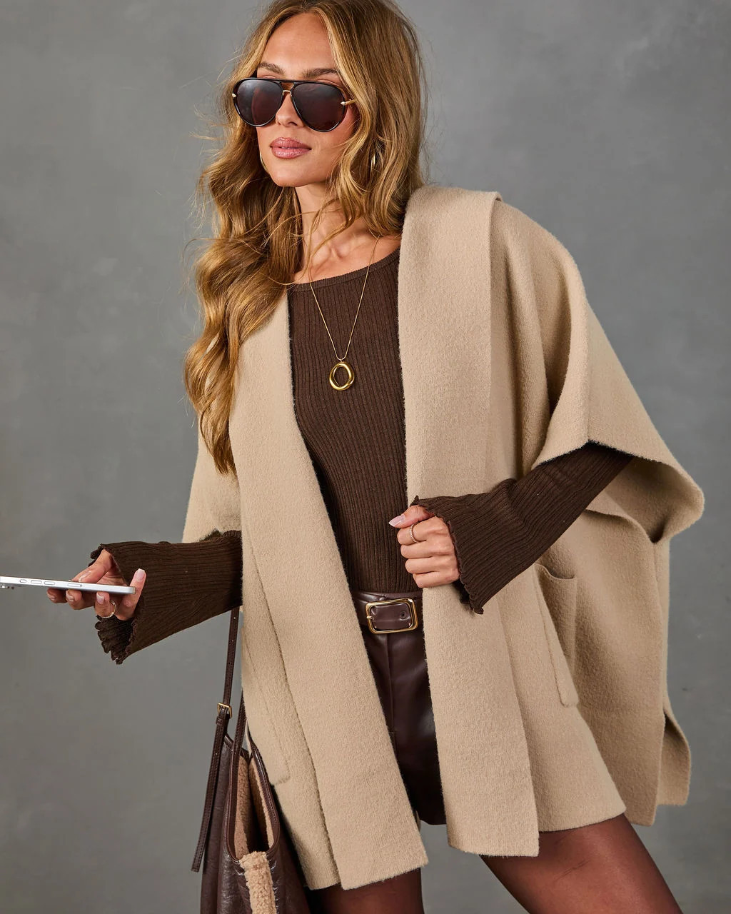 Tender Reverie Knit Hooded Cardigan Taupe / XS | VICI