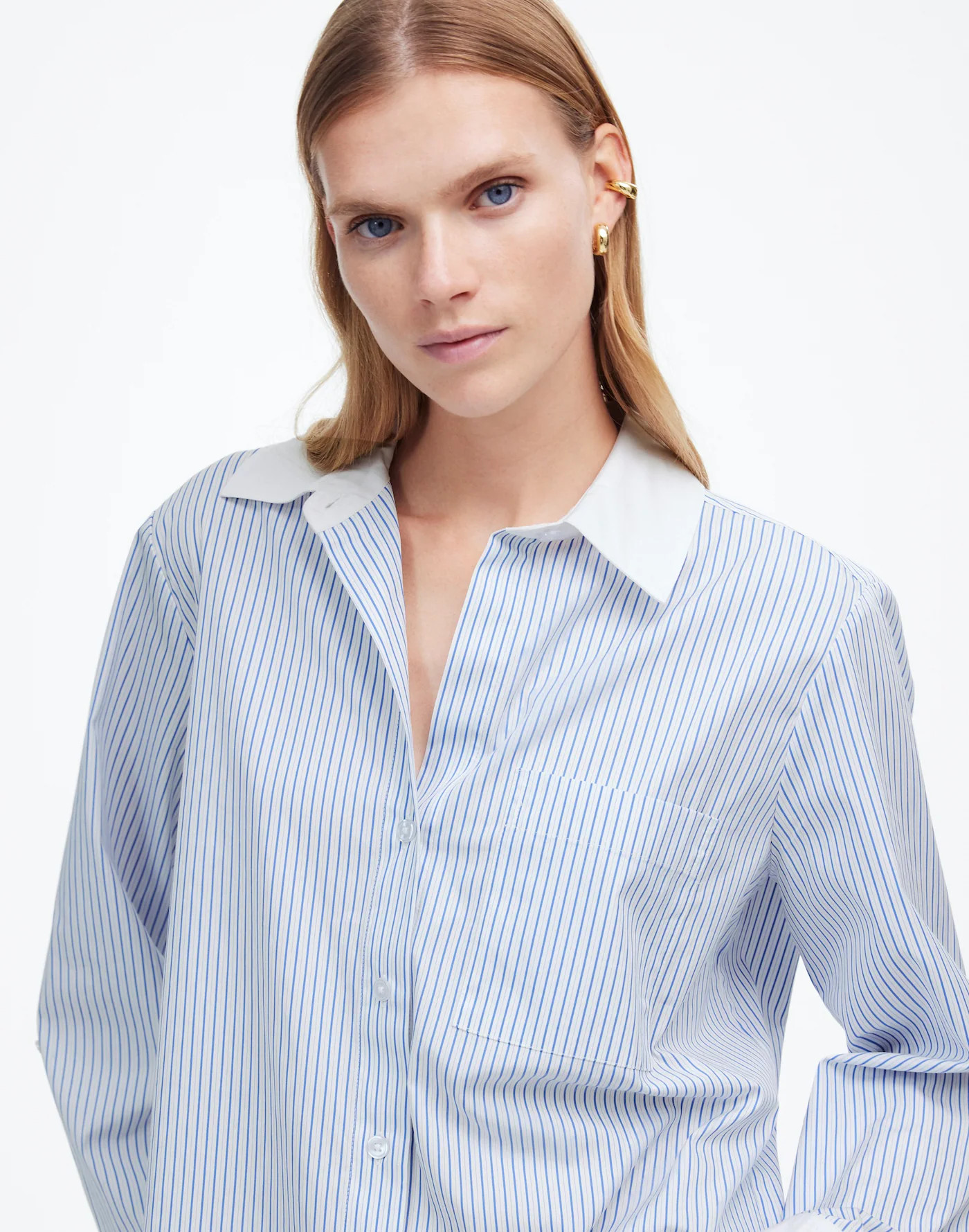 Easy Y-Neck Button-Up Shirt | Madewell | Madewell
