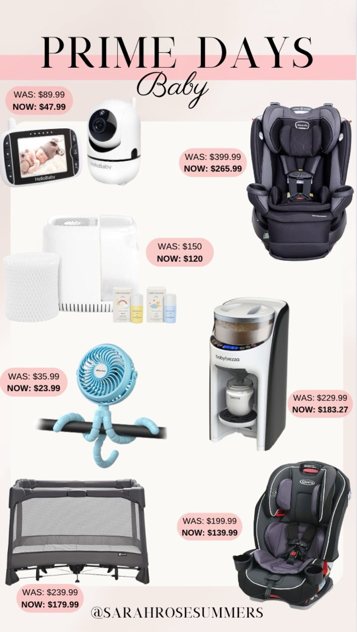 Amazon Prime Day! Baby gear and essentials on sale. Evenflo Car Seat. Graco Car Seat. HelloBaby Baby Monitor. Portable Travel Playard. Baby Brezza Formula Dispenser. Canopy Nursery Humidifier.  

#LTKSaleAlert #LTKTravel #LTKBaby