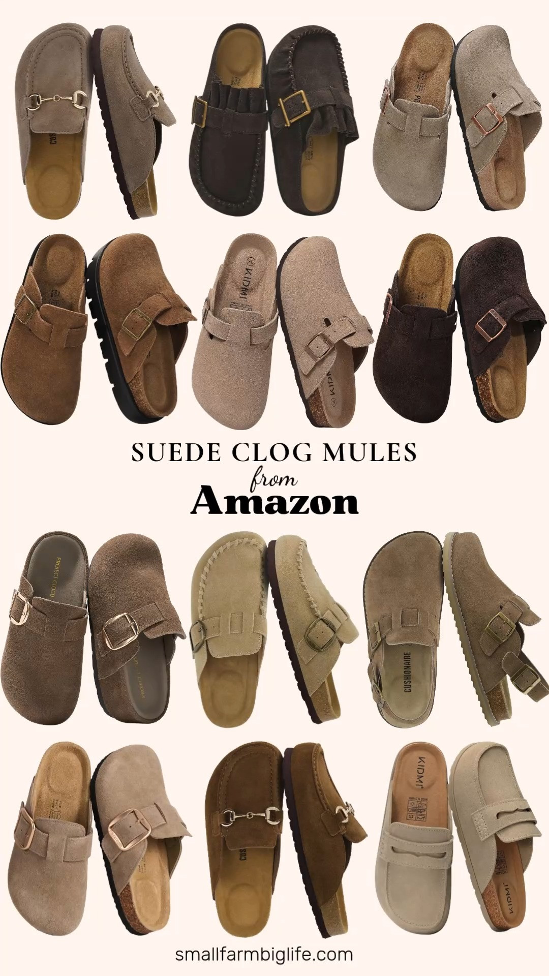 Suede clog mules are such a comfortable pick for fall, and this Amazon lineup has so many neutral tones to choose from.

The taupe Genuine Leather Clogs and the chocolate suede Project Cloud Moc Toe Clogs both have a cork footbed and memory foam insole for all day comfort, and the taupe suede Project Cloud Platform Clogs bring a bit more height with the same plush support. The taupe KIDMI Genuine Suede Clogs and the taupe loafer style KIDMI Slip On Clog Mules both have a classic, versatile shape perfect for everyday wear.

The taupe suede and chocolate brown suede Slip On Footbed Clogs are both great trendy options for autumn outfits, and the cacao suede Platform Clogs add a water resistant, lightweight build for busier days. The brown and moss CUSHIONAIRE Cliff Suede Clog Mules bring a fun gold horsebit detail, and the beige CUSHIONAIRE Canoe Suede Clogs round out the moc toe options nicely.

Rounding things out, the taupe suede CUSHIONAIRE Brooklyn Slingback Clogs add a buckle detail for a slightly dressier take on the trend, perfect for the office or a casual weekend.

So many comfortable suede clog mules to shop for fall, all linked for you.

#amazonfashion #clogs #fallfashion #falloutfits #autumnoutfits 

 #LTKootd #LTKOver40