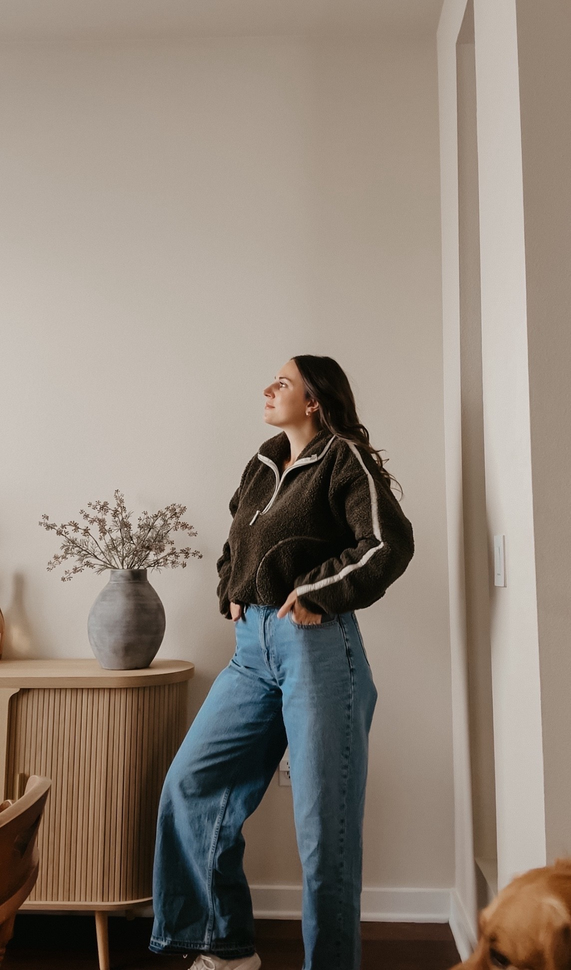 Today’s OOTD! Pull over is Old Navy, Jeans are Abercrombie and sneakers are Nike! Slowly rediscovering my style with new jeans that make me feel normal again during postpartum 👏🏼 

Pullover : medium // Jeans: 27 // Sneakers: 8

#postpartum #jeans #newstyle #home 

#LTKootd #LTKmomlife #LTKHome