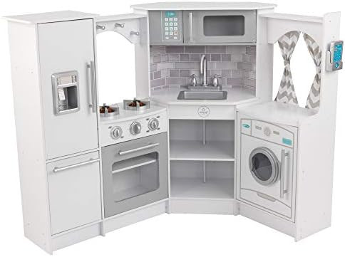 Amazon.com: KidKraft Ultimate Corner Wooden Play Kitchen with Lights & Sounds, Play Phone and Cur... | Amazon (US)