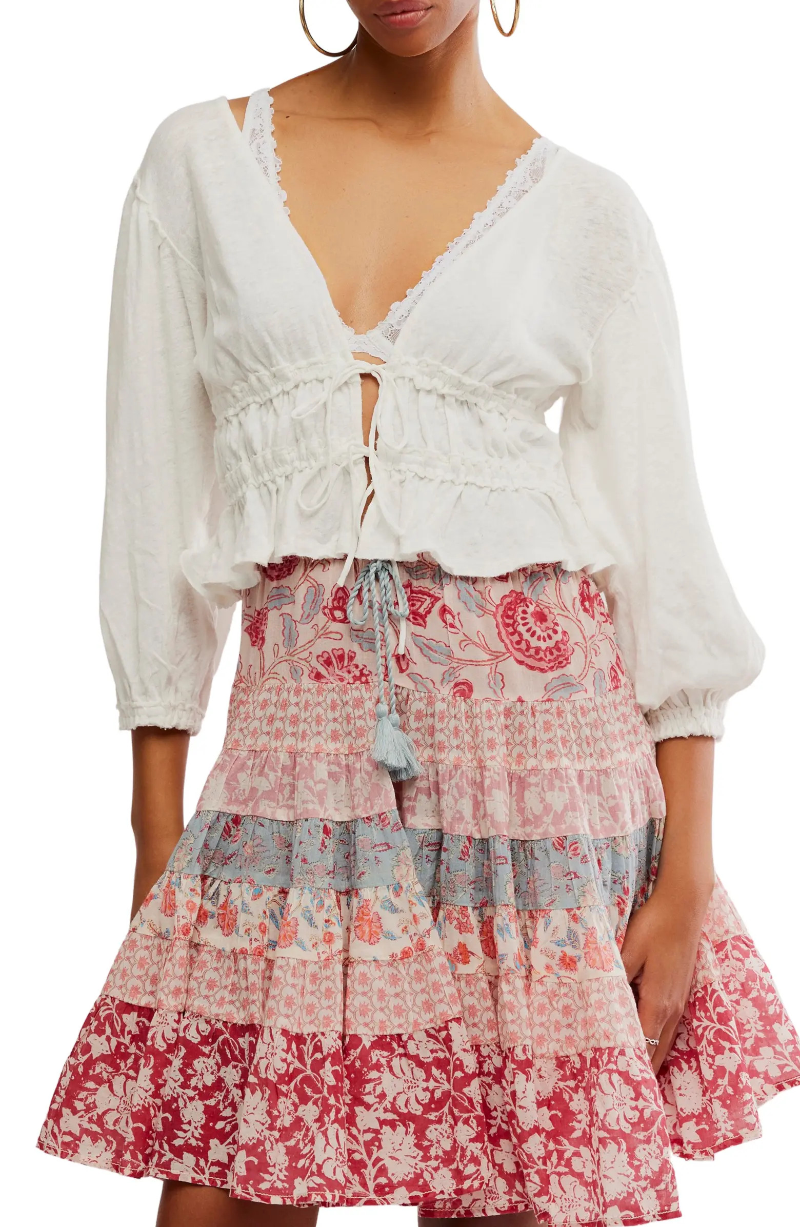 Free People Let's Go Tie Front Linen & Cotton Top | Nordstrom | Nordstrom