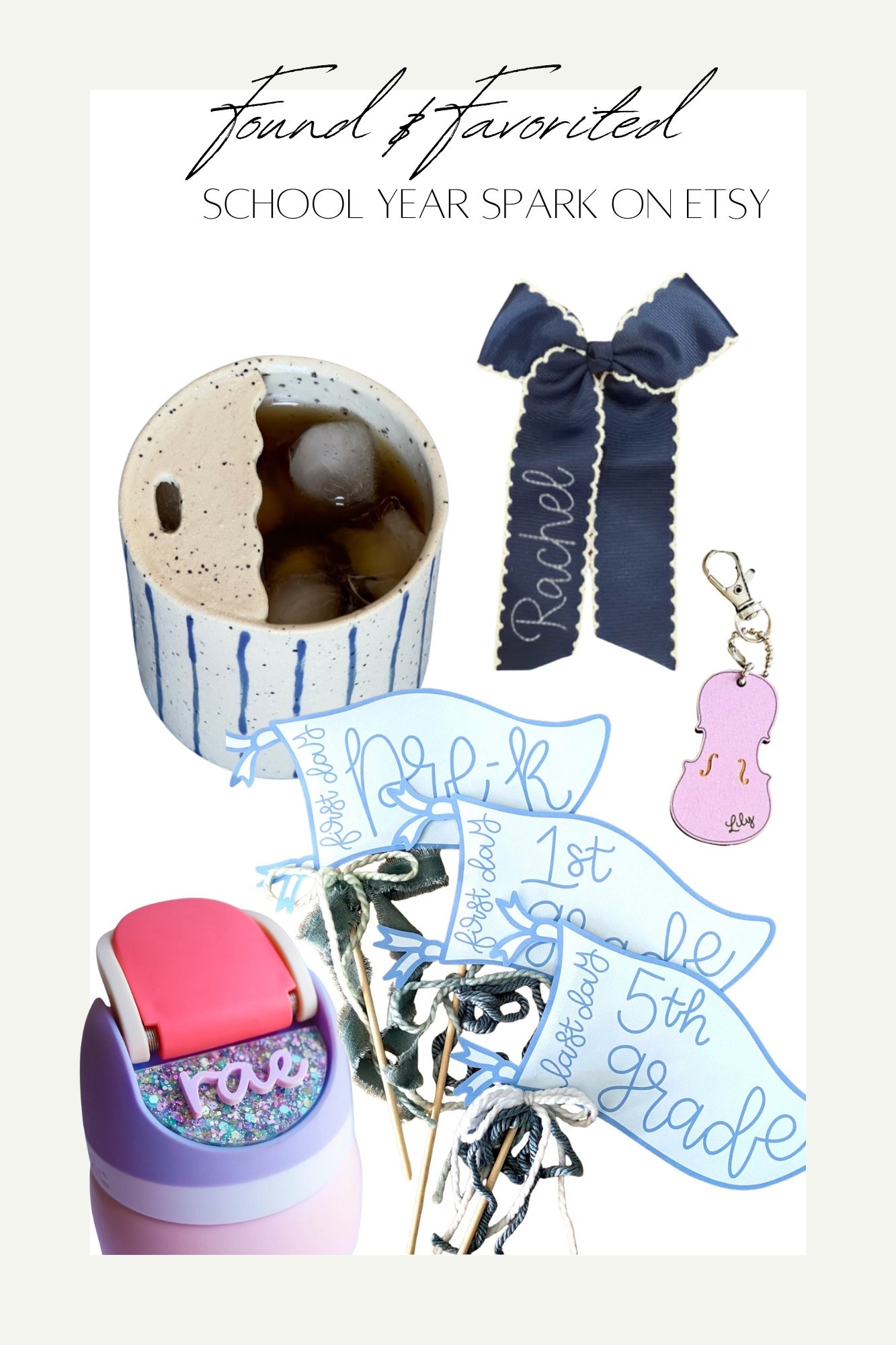 Straight from my checkout this week -- a few Etsy finds to make the girls’ morning feel memorable (and maybe help me feel more organized in the chaos). Here’s what I’m loving: 

📸 First Day signs – These have a fresh, modern look that feels new and printing is easy!

💧 Custom water bottle name plates – The girls had so much fun choosing their colors, and I love that we’ll avoid the lost & found. 

🎀 Personalized hair bows – Their school colors, perfectly stitched.

🎻 Violin keychain – Our oldest has been asking for violin lessons, so this little personalized keychain will be waiting in her backpack as a first-day surprise.

☕ Scalloped ceramic travel mug – For me, because coffee on the way to drop-off should be just as special.

#Backtoschool #Etsy #Preppy

#LTKFindsUnder100 #LTKFamily