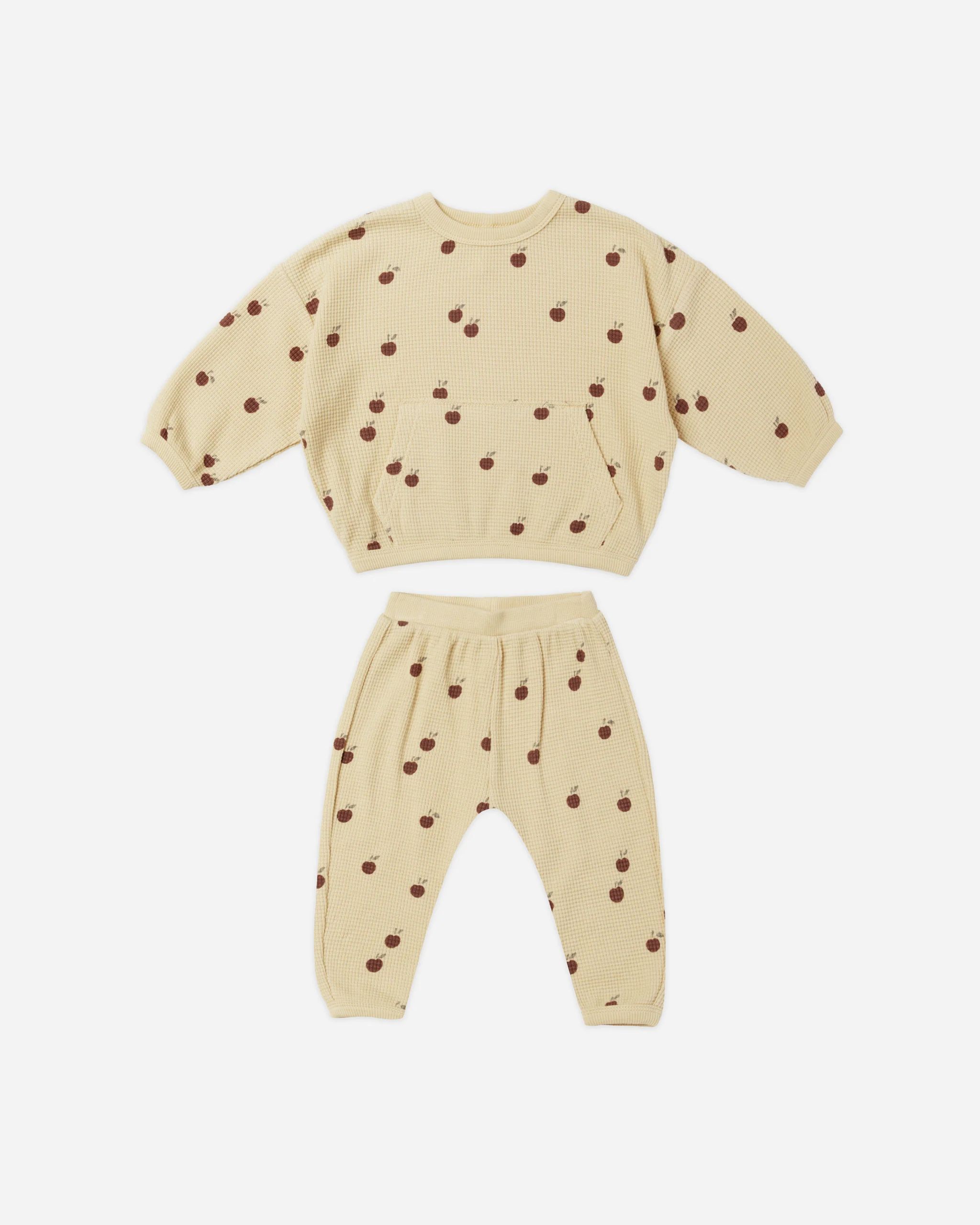 Waffle Sweater + Pant Set || Apples | Rylee + Cru