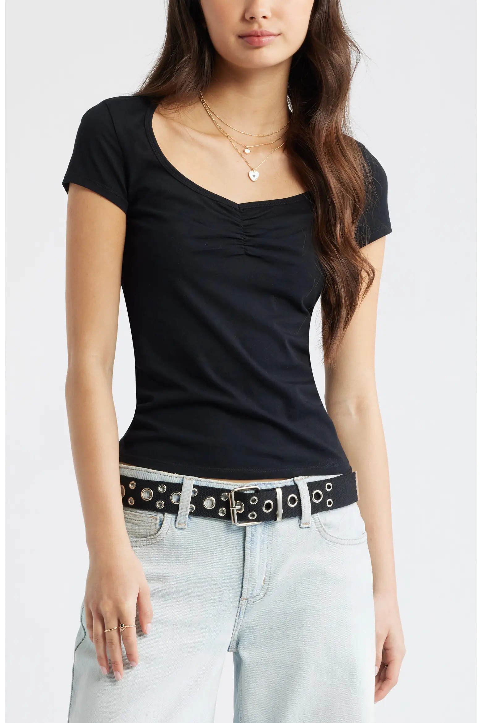 Ruched Front Cotton T-Shirt (Women) | Nordstrom | Nordstrom