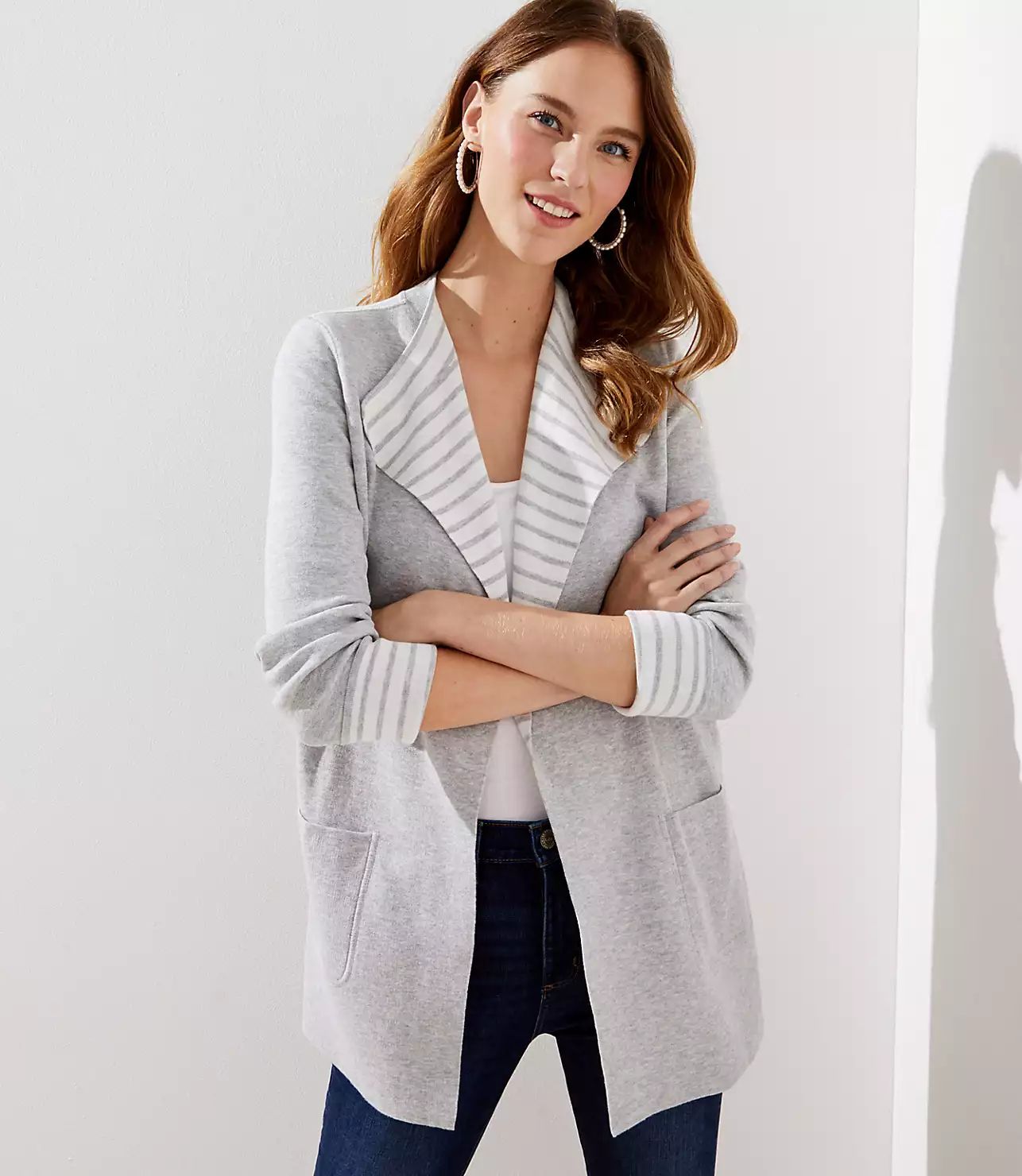Striped Reversible Sweater Jacket | LOFT