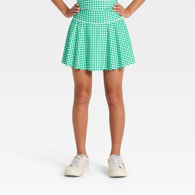 Girls' Active Scallop Skort - All In Motion™ Forest Green Gingham XL | Target