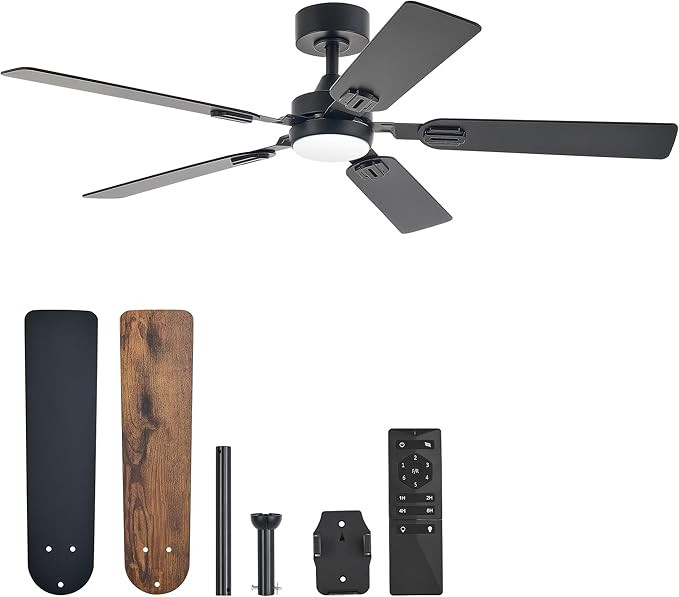 VONLUCE Ceiling Fans with Lights and Remote, 52" Ceiling Fan with 5 Blades, 6-Speeds Noiseless Re... | Amazon (US)