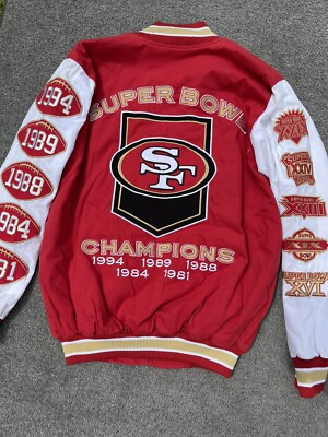 San Francisco 49ers NFL superbowl Champs zip up Varsity Bomber jacket sz-M-NWT | eBay US