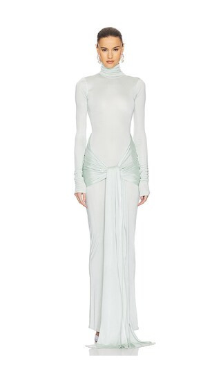 Helsa Slinky Jersey Sarong Maxi Dress in Mint. - size XL | Revolve Clothing (Global)