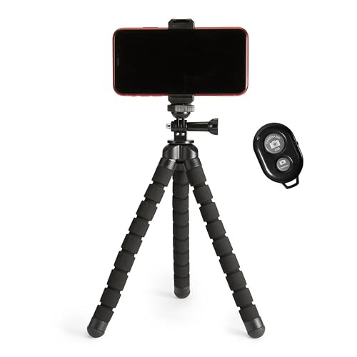 Amazon Basics Portable and Flexible Tripod with Wireless Remote and Smartphone Clamp, 10-inch, Bl... | Amazon (US)