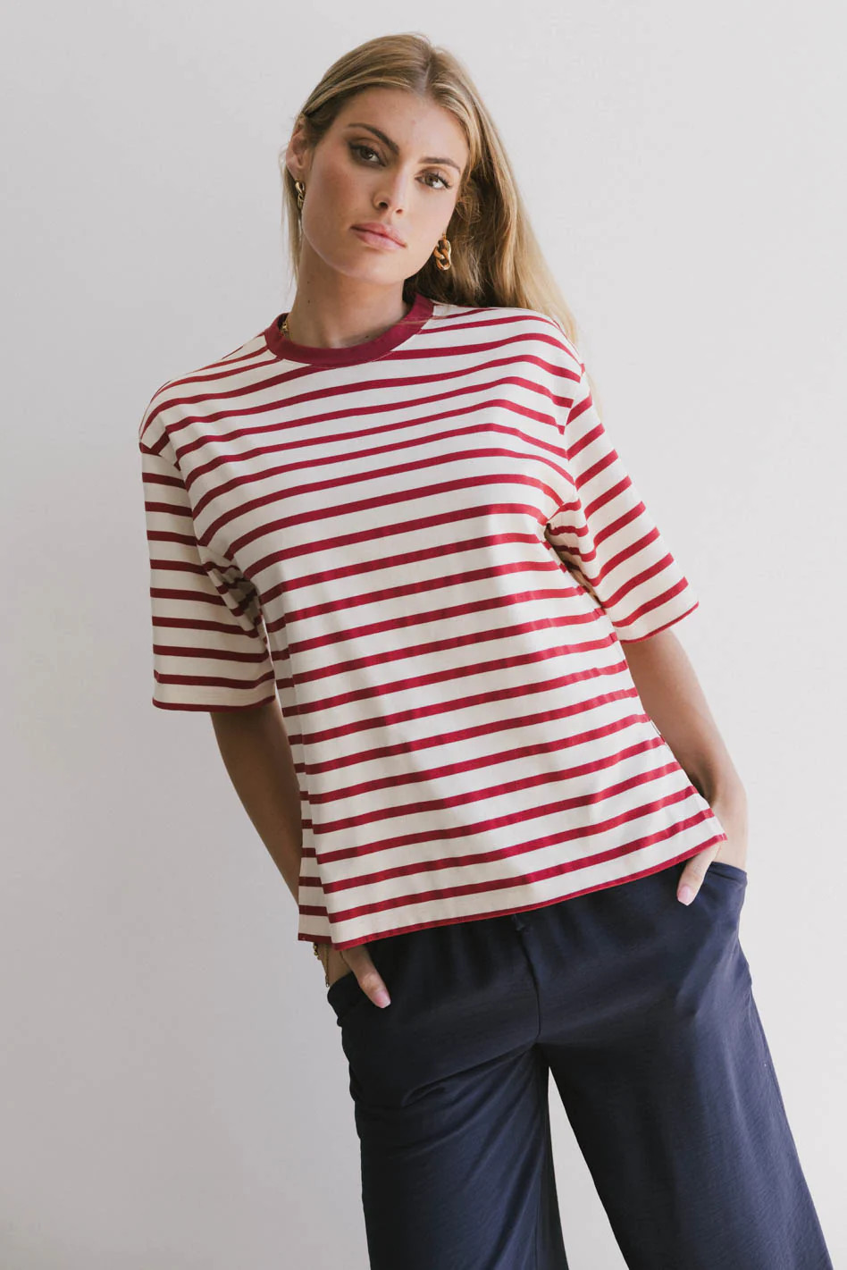 Freddie Striped Tee in Red | Böhme US