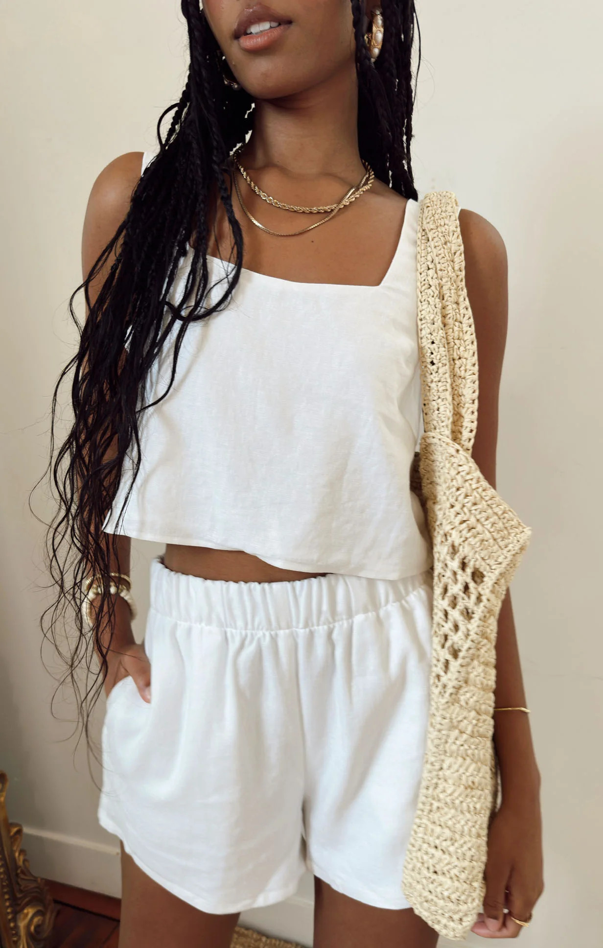 Tara Crop Top ~ White Linen | Show Me Your Mumu