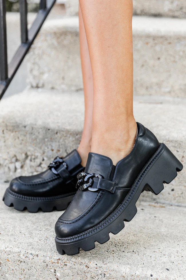 Stacey Black Chain Loafer FINAL SALE | Pink Lily