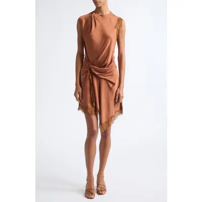 A.L.C. Dion Lace-Trimmed Satin Sleeveless Dress in Light Chestnut/light Chestnut at Nordstrom, Size 2 | Nordstrom