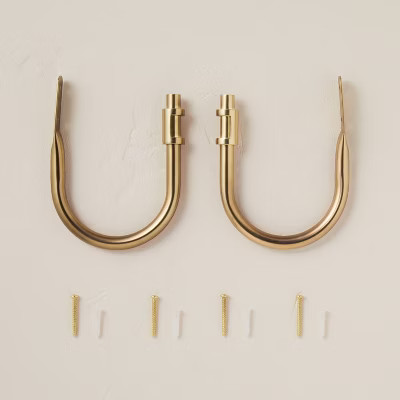 2ct Antique Finish Curtain Holdback Set Brass - Hearth & Hand™ with Magnolia | Target