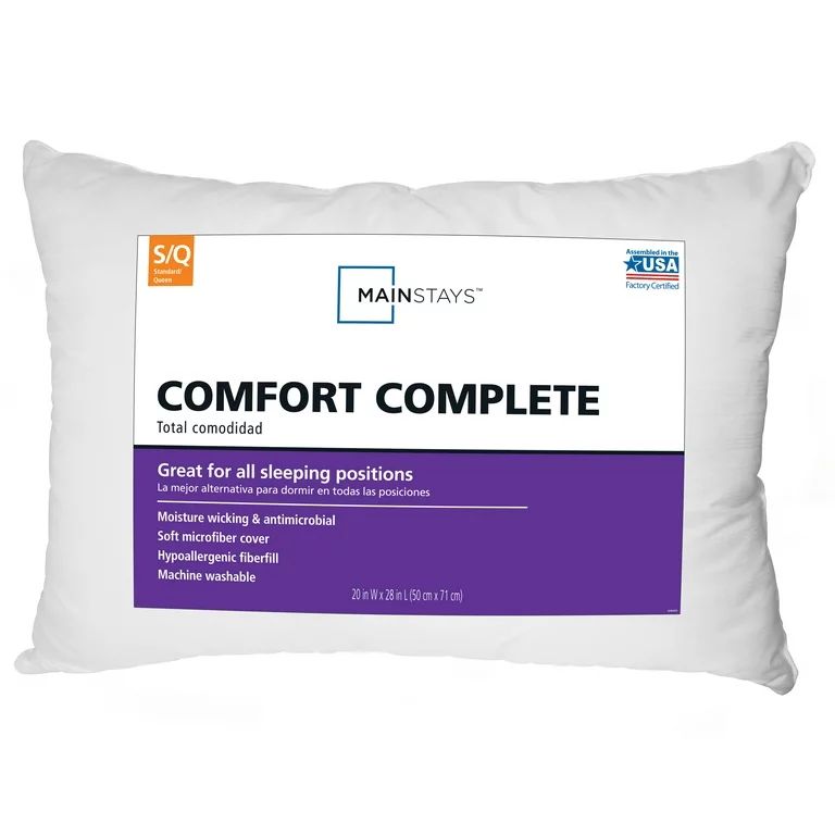 Mainstays Comfort Complete Bed Pillow, Standard/Queen | Walmart (US)